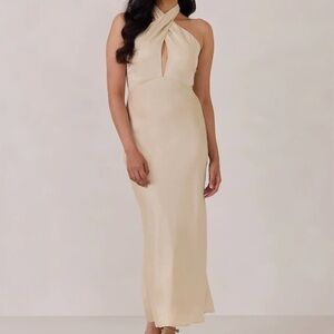Elegant Cream Halter Dress